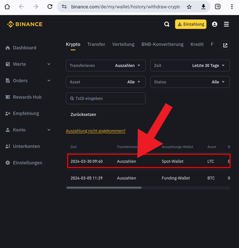 Auszahlungsdetails