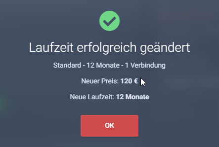 Bestätigung nach Laufzeit-Änderung