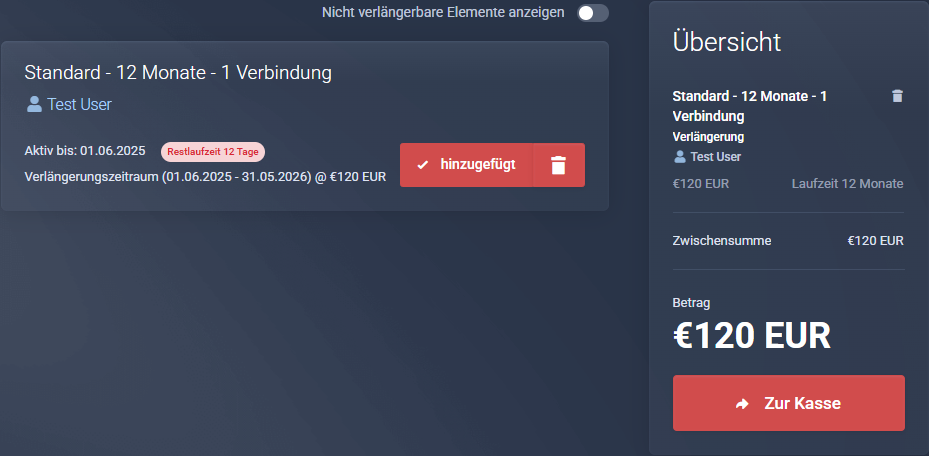 Zugang verlängern