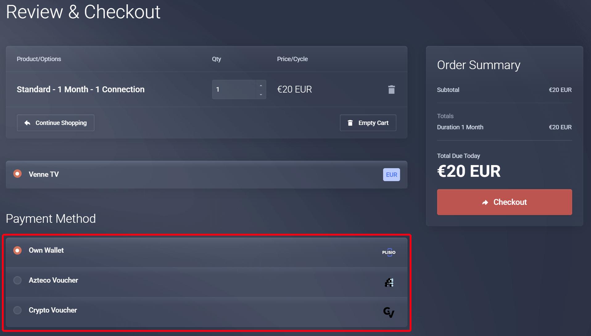 Cart overview