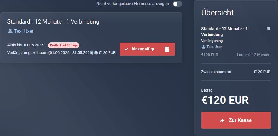 Zugang verlängern