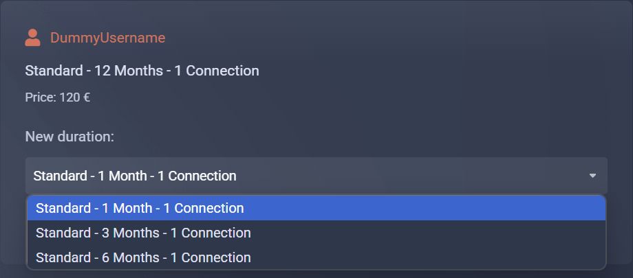 Select new duration