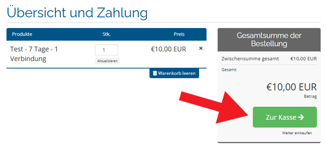 Warenkorb-Übersicht