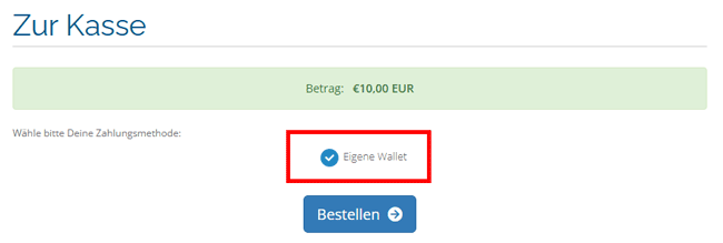 Kasse: Zahlungsmethode wählen