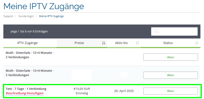 Übersicht IPTV-Zugänge